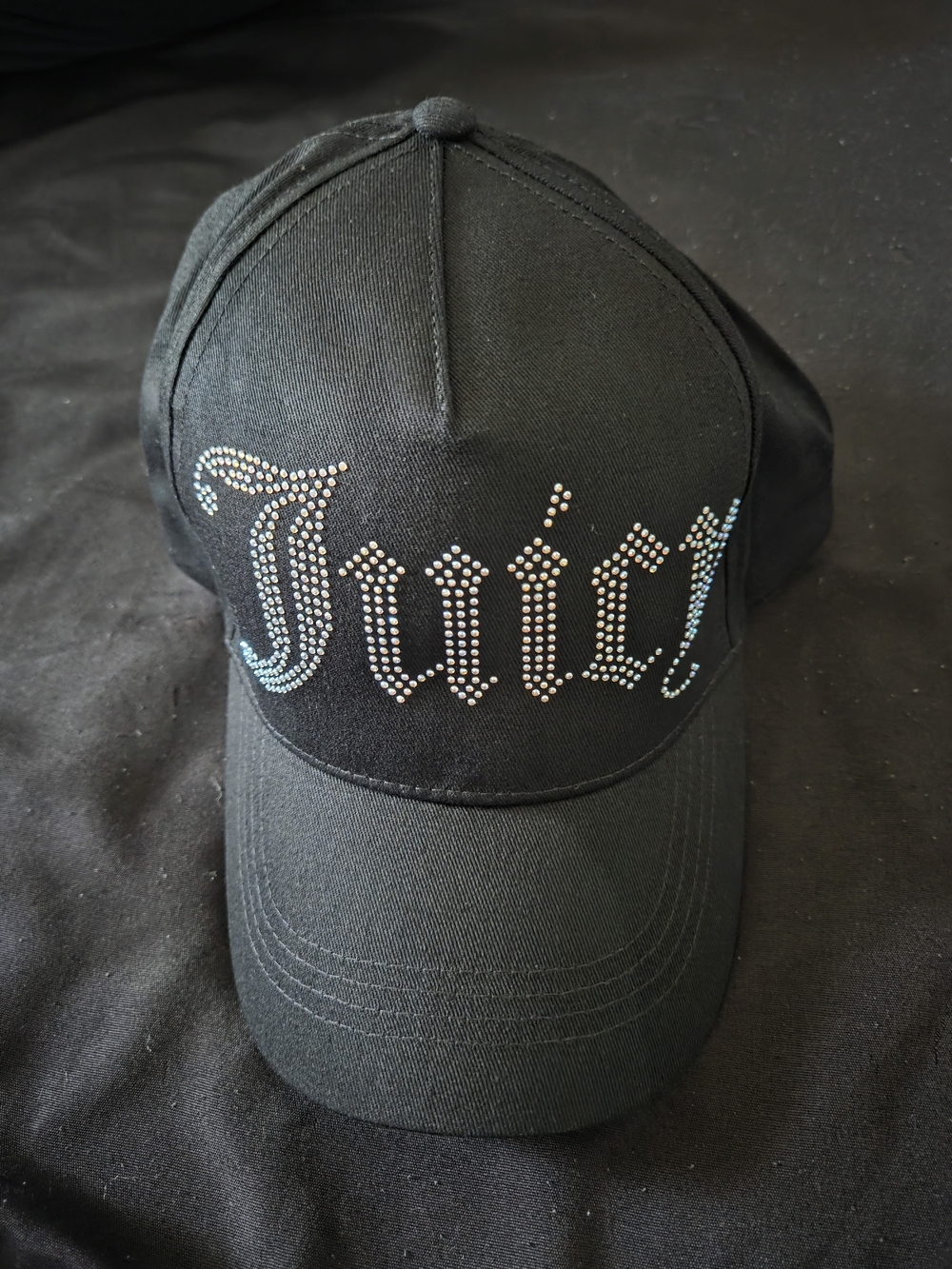 Juicy Couture Black Crystal Logo Baseball Cap